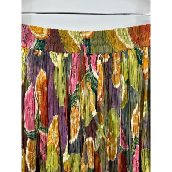 Vintage 90’s Fruit Print Maxi Skirt Cotton Drawstring Watermelon Citrus Midi - Picture 5 of 9